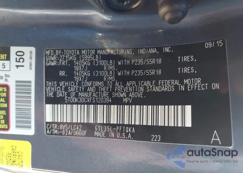 2015 Toyota Sienna Xle 7 Passenger из США, поврежденный, VIN 5TDDK3DCXFS120394